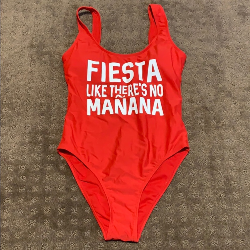 Red one piece swimsuit
